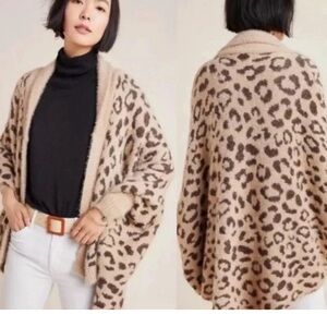 Anthropologie leopard print Shrug Sweater